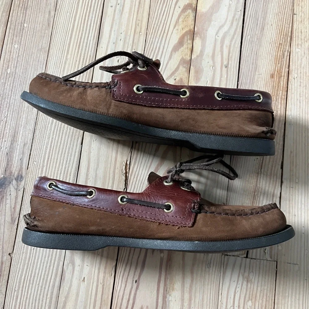 Sperry Top-Sider Boat Shoes Mens 8M Brown Leather Authentic Original 0195412